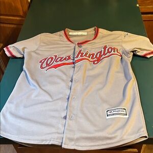 Majestic Kids Gray and Red Washington Jersey